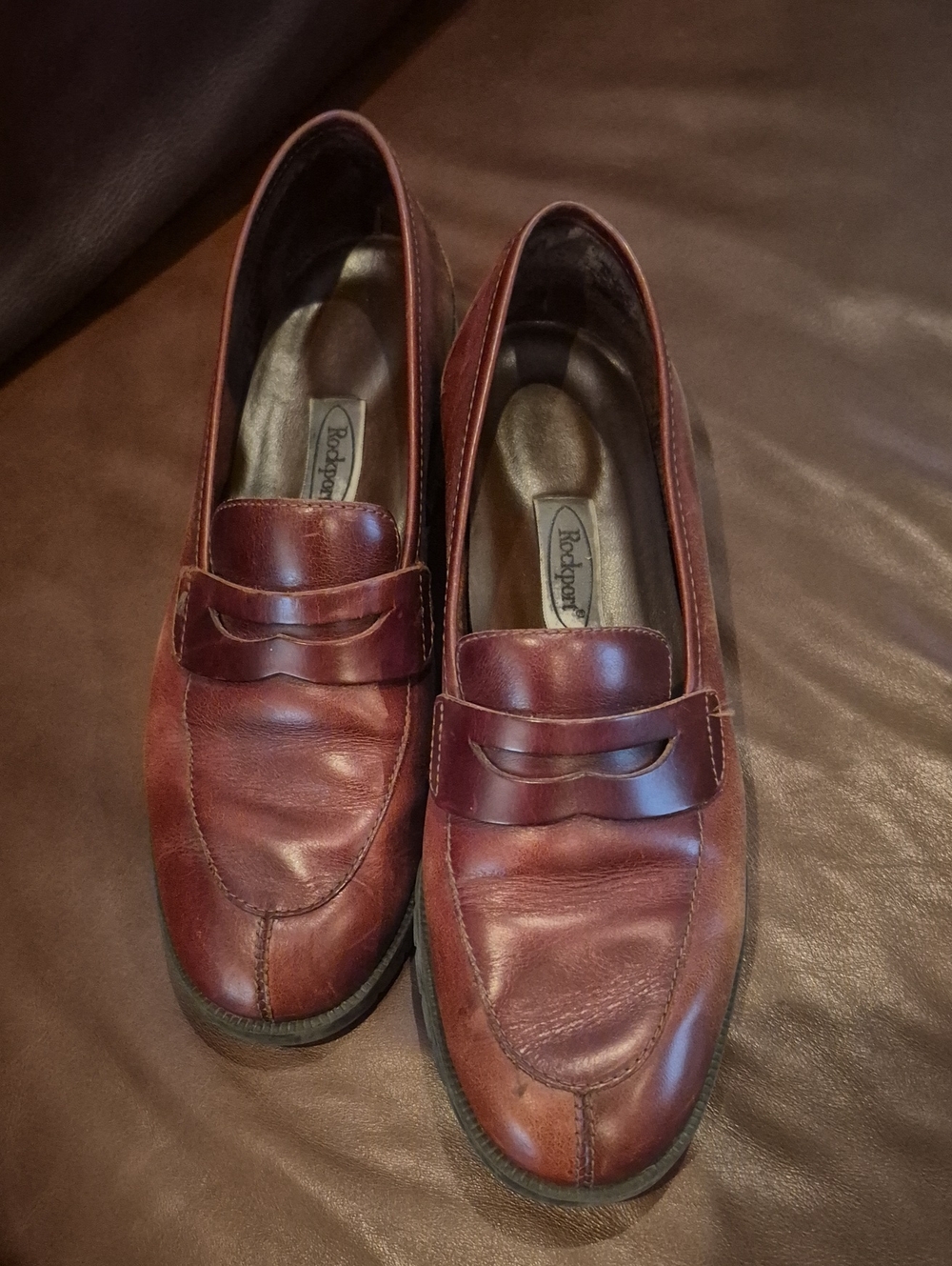Rockport Men's Burgundy Leather Penny Loafers